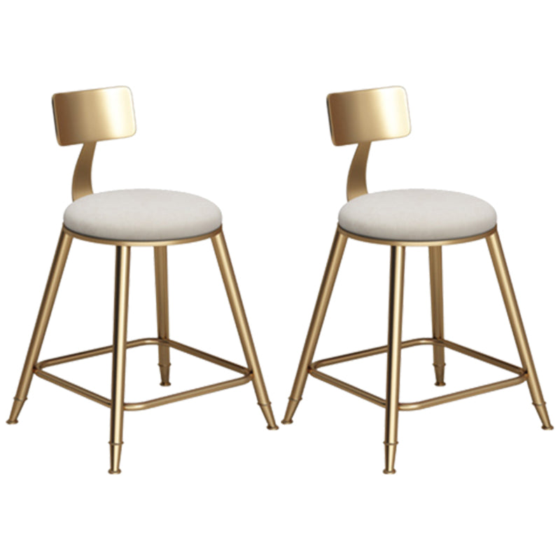Glam Armless Backrest Counter Stool Iron Bar Stool with Velvet Cushion White 2 Piece Set Short Stool(18"H) Clearhalo 'Bar Furniture' 'Bar Stools' 'bar_stools' 'furn' 'furn_bar_stools' 'furniture_bar_stools' 'Kitchen & Dining Furniture' 'kitchen&dining_furn' 'kitchen' 'kitchen_furn' Furniture' 4587695
