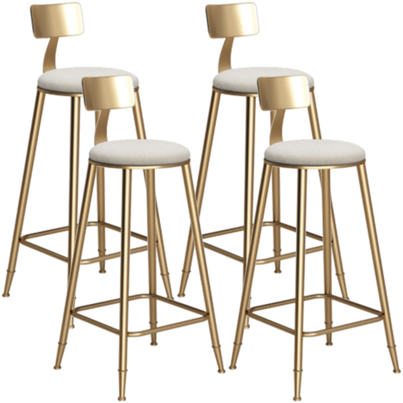 Glam Armless Backrest Counter Stool Iron Bar Stool with Velvet Cushion White 4 Piece Set Counter Stool(27"H) Clearhalo 'Bar Furniture' 'Bar Stools' 'bar_stools' 'furn' 'furn_bar_stools' 'furniture_bar_stools' 'Kitchen & Dining Furniture' 'kitchen&dining_furn' 'kitchen' 'kitchen_furn' Furniture' 4587698