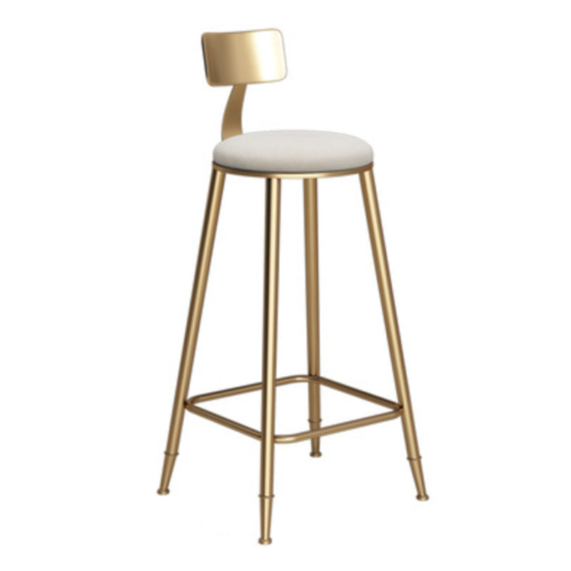 Glam Armless Backrest Counter Stool Iron Bar Stool with Velvet Cushion White 1 Piece Counter Stool(27"H) Clearhalo 'Bar Furniture' 'Bar Stools' 'bar_stools' 'furn' 'furn_bar_stools' 'furniture_bar_stools' 'Kitchen & Dining Furniture' 'kitchen&dining_furn' 'kitchen' 'kitchen_furn' Furniture' 4587700