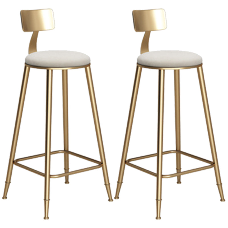 Glam Armless Backrest Counter Stool Iron Bar Stool with Velvet Cushion White 2 Piece Set Counter Stool(27"H) Clearhalo 'Bar Furniture' 'Bar Stools' 'bar_stools' 'furn' 'furn_bar_stools' 'furniture_bar_stools' 'Kitchen & Dining Furniture' 'kitchen&dining_furn' 'kitchen' 'kitchen_furn' Furniture' 4587701