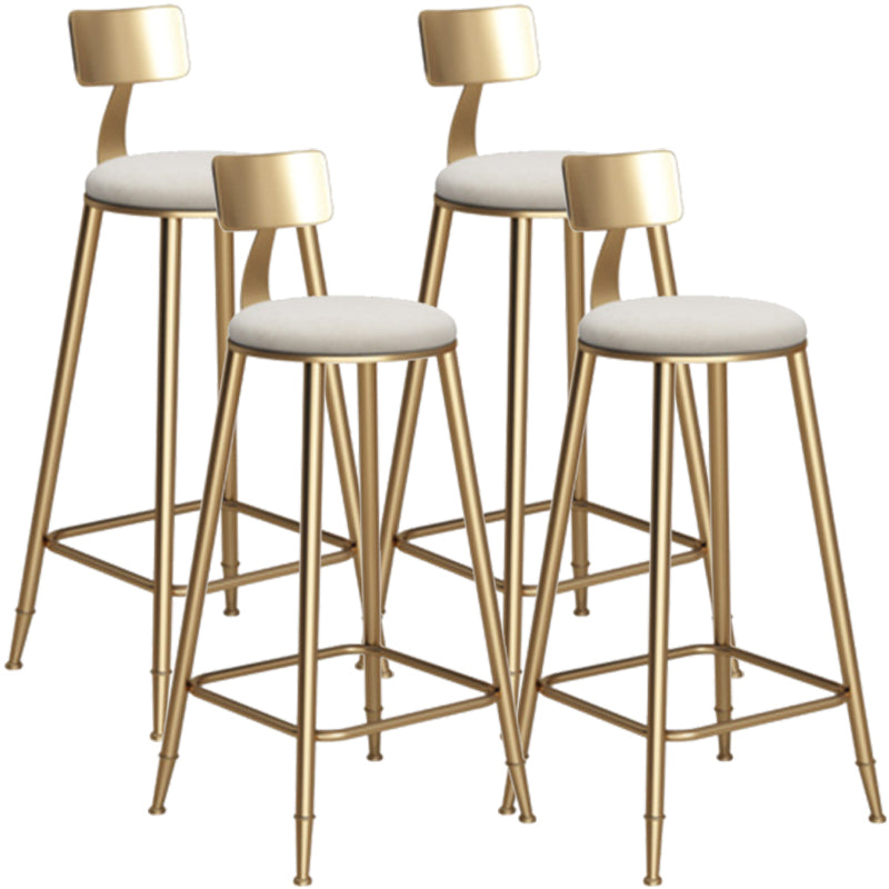 Glam Armless Backrest Counter Stool Iron Bar Stool with Velvet Cushion White 4 Piece Set Bar Stool (28" H) Clearhalo 'Bar Furniture' 'Bar Stools' 'bar_stools' 'furn' 'furn_bar_stools' 'furniture_bar_stools' 'Kitchen & Dining Furniture' 'kitchen&dining_furn' 'kitchen' 'kitchen_furn' Furniture' 4587703