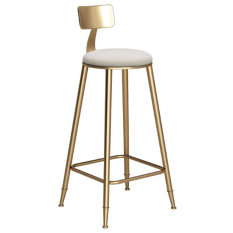 Glam Armless Backrest Counter Stool Iron Bar Stool with Velvet Cushion White 1 Piece Bar Stool (28" H) Clearhalo 'Bar Furniture' 'Bar Stools' 'bar_stools' 'furn' 'furn_bar_stools' 'furniture_bar_stools' 'Kitchen & Dining Furniture' 'kitchen&dining_furn' 'kitchen' 'kitchen_furn' Furniture' 4587704