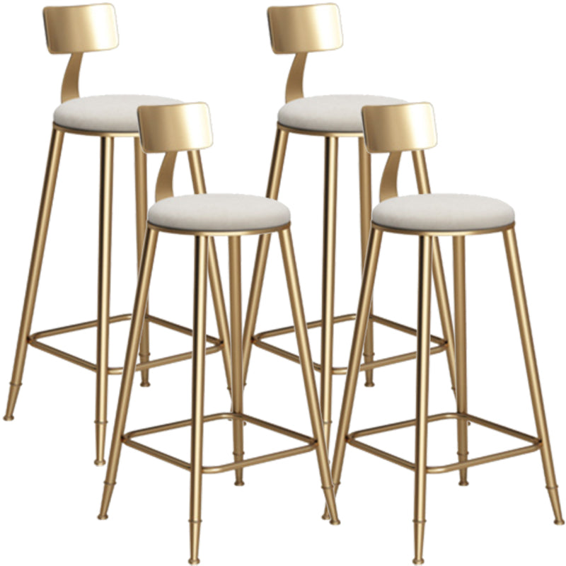 Glam Armless Backrest Counter Stool Iron Bar Stool with Velvet Cushion White 4 Piece Set Bar Stool(30"H) Clearhalo 'Bar Furniture' 'Bar Stools' 'bar_stools' 'furn' 'furn_bar_stools' 'furniture_bar_stools' 'Kitchen & Dining Furniture' 'kitchen&dining_furn' 'kitchen' 'kitchen_furn' Furniture' 4587706