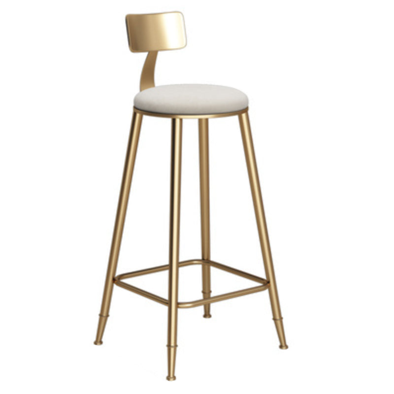 Glam Armless Backrest Counter Stool Iron Bar Stool with Velvet Cushion White 1 Piece Bar Stool(30"H) Clearhalo 'Bar Furniture' 'Bar Stools' 'bar_stools' 'furn' 'furn_bar_stools' 'furniture_bar_stools' 'Kitchen & Dining Furniture' 'kitchen&dining_furn' 'kitchen' 'kitchen_furn' Furniture' 4587707
