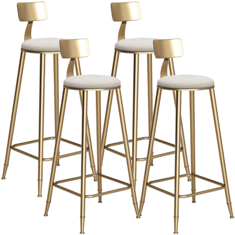 Glam Armless Backrest Counter Stool Iron Bar Stool with Velvet Cushion White 4 Piece Set Bar Stool(33"H) Clearhalo 'Bar Furniture' 'Bar Stools' 'bar_stools' 'furn' 'furn_bar_stools' 'furniture_bar_stools' 'Kitchen & Dining Furniture' 'kitchen&dining_furn' 'kitchen' 'kitchen_furn' Furniture' 4587709
