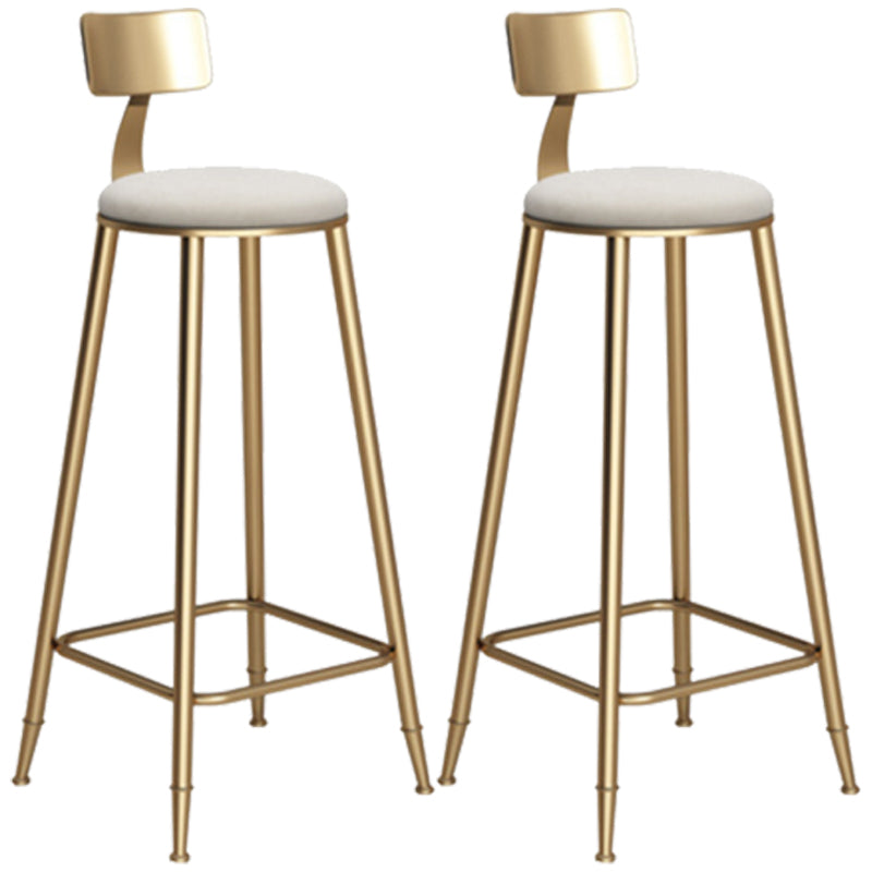Glam Armless Backrest Counter Stool Iron Bar Stool with Velvet Cushion White 2 Piece Set Bar Stool(33"H) Clearhalo 'Bar Furniture' 'Bar Stools' 'bar_stools' 'furn' 'furn_bar_stools' 'furniture_bar_stools' 'Kitchen & Dining Furniture' 'kitchen&dining_furn' 'kitchen' 'kitchen_furn' Furniture' 4587711