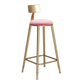 Glam Armless Backrest Counter Stool Iron Bar Stool with Velvet Cushion Pink 1 Piece Counter Stool(27"H) Clearhalo 'Bar Furniture' 'Bar Stools' 'bar_stools' 'furn' 'furn_bar_stools' 'furniture_bar_stools' 'Kitchen & Dining Furniture' 'kitchen&dining_furn' 'kitchen' 'kitchen_furn' Furniture' 4587716