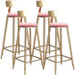 Glam Armless Backrest Counter Stool Iron Bar Stool with Velvet Cushion Pink 4 Piece Set Bar Stool(33"H) Clearhalo 'Bar Furniture' 'Bar Stools' 'bar_stools' 'furn' 'furn_bar_stools' 'furniture_bar_stools' 'Kitchen & Dining Furniture' 'kitchen&dining_furn' 'kitchen' 'kitchen_furn' Furniture' 4587724