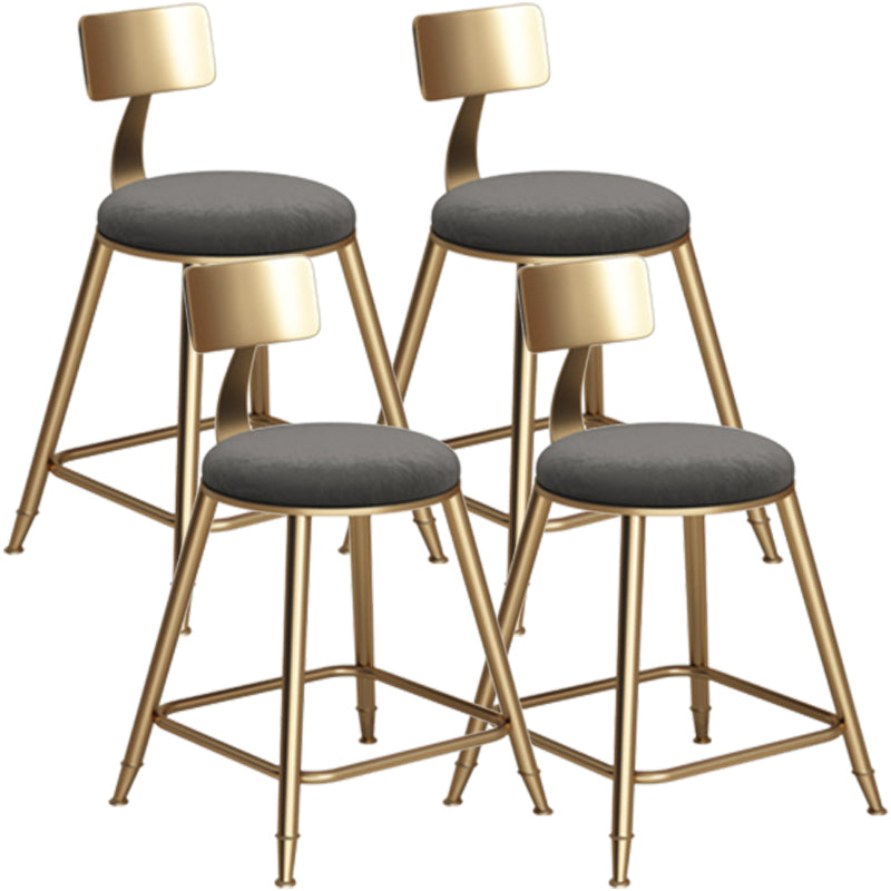 Glam Armless Backrest Counter Stool Iron Bar Stool with Velvet Cushion Gray 4 Piece Set Short Stool(18"H) Clearhalo 'Bar Furniture' 'Bar Stools' 'bar_stools' 'furn' 'furn_bar_stools' 'furniture_bar_stools' 'Kitchen & Dining Furniture' 'kitchen&dining_furn' 'kitchen' 'kitchen_furn' Furniture' 4587727
