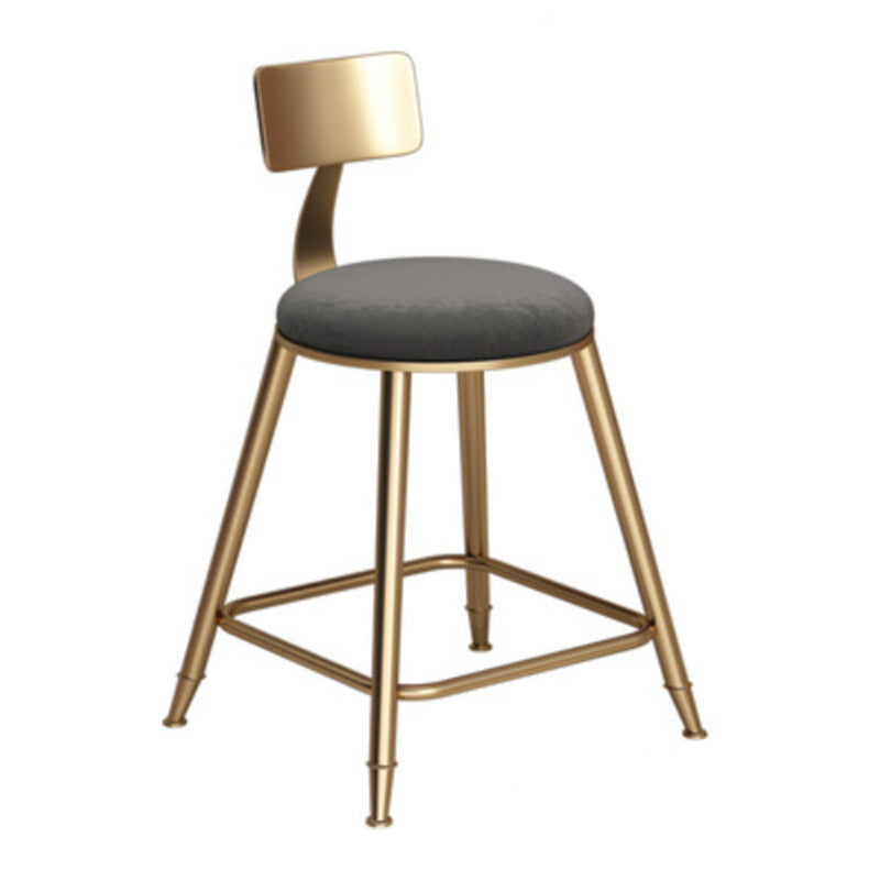 Glam Armless Backrest Counter Stool Iron Bar Stool with Velvet Cushion Gray 1 Piece Short Stool(18"H) Clearhalo 'Bar Furniture' 'Bar Stools' 'bar_stools' 'furn' 'furn_bar_stools' 'furniture_bar_stools' 'Kitchen & Dining Furniture' 'kitchen&dining_furn' 'kitchen' 'kitchen_furn' Furniture' 4587728
