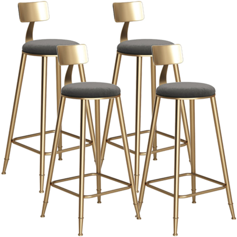 Glam Armless Backrest Counter Stool Iron Bar Stool with Velvet Cushion Gray 4 Piece Set Counter Stool(27"H) Clearhalo 'Bar Furniture' 'Bar Stools' 'bar_stools' 'furn' 'furn_bar_stools' 'furniture_bar_stools' 'Kitchen & Dining Furniture' 'kitchen&dining_furn' 'kitchen' 'kitchen_furn' Furniture' 4587730