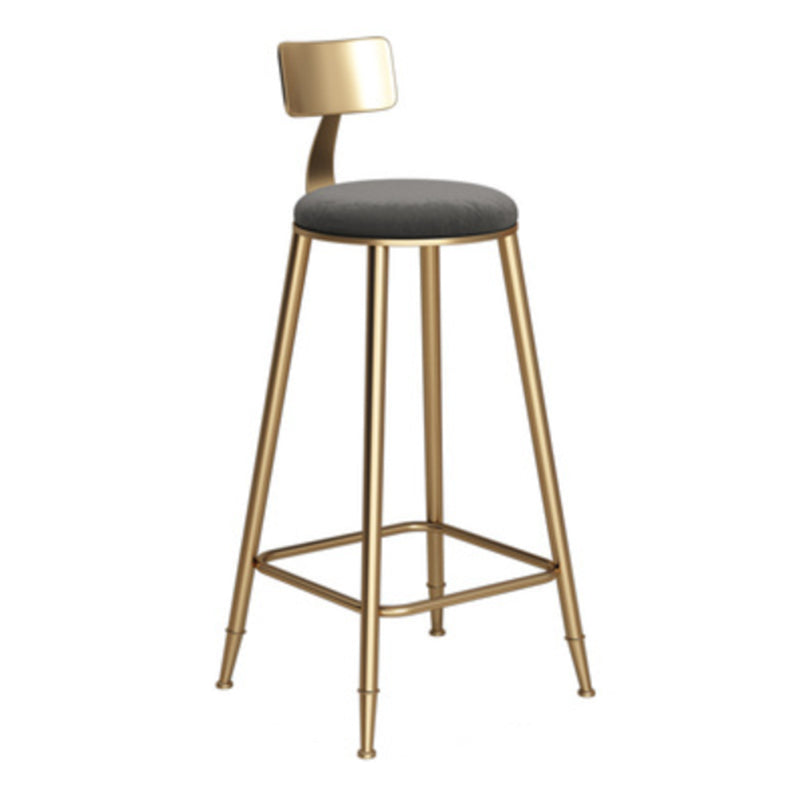 Glam Armless Backrest Counter Stool Iron Bar Stool with Velvet Cushion Gray 1 Piece Counter Stool(27"H) Clearhalo 'Bar Furniture' 'Bar Stools' 'bar_stools' 'furn' 'furn_bar_stools' 'furniture_bar_stools' 'Kitchen & Dining Furniture' 'kitchen&dining_furn' 'kitchen' 'kitchen_furn' Furniture' 4587731