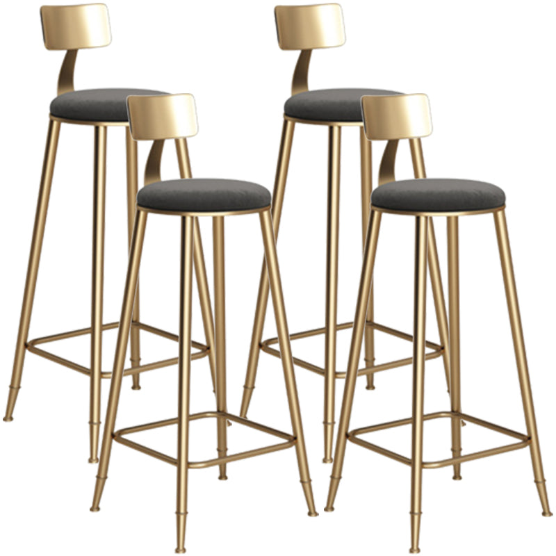 Glam Armless Backrest Counter Stool Iron Bar Stool with Velvet Cushion Gray 4 Piece Set Bar Stool(33"H) Clearhalo 'Bar Furniture' 'Bar Stools' 'bar_stools' 'furn' 'furn_bar_stools' 'furniture_bar_stools' 'Kitchen & Dining Furniture' 'kitchen&dining_furn' 'kitchen' 'kitchen_furn' Furniture' 4587736