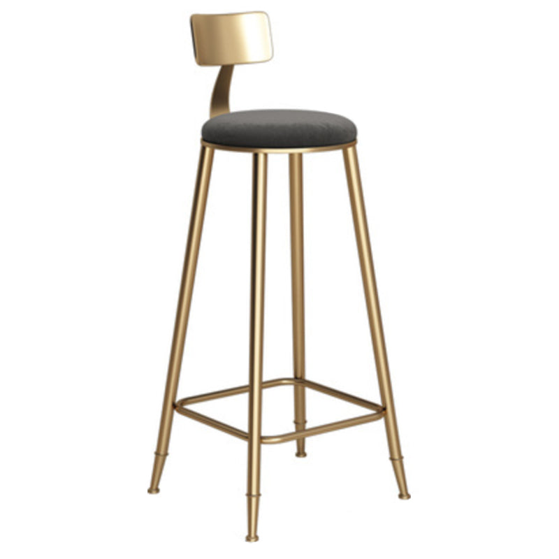 Glam Armless Backrest Counter Stool Iron Bar Stool with Velvet Cushion Gray 1 Piece Bar Stool(33"H) Clearhalo 'Bar Furniture' 'Bar Stools' 'bar_stools' 'furn' 'furn_bar_stools' 'furniture_bar_stools' 'Kitchen & Dining Furniture' 'kitchen&dining_furn' 'kitchen' 'kitchen_furn' Furniture' 4587737