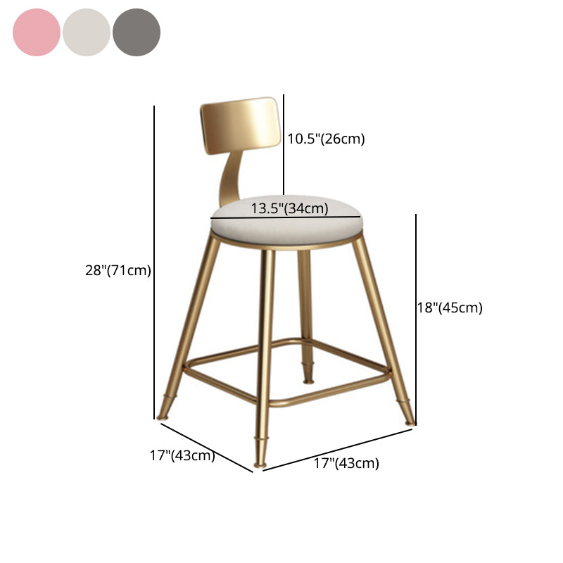 Glam Armless Backrest Counter Stool Iron Bar Stool with Velvet Cushion Clearhalo 'Bar Furniture' 'Bar Stools' 'bar_stools' 'furn' 'furn_bar_stools' 'furniture_bar_stools' 'Kitchen & Dining Furniture' 'kitchen&dining_furn' 'kitchen' 'kitchen_furn' Furniture' 4587739