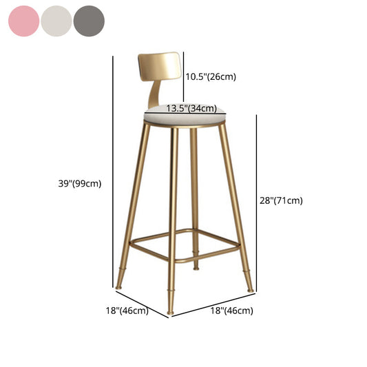 Glam Armless Backrest Counter Stool Iron Bar Stool with Velvet Cushion Clearhalo 'Bar Furniture' 'Bar Stools' 'bar_stools' 'furn' 'furn_bar_stools' 'furniture_bar_stools' 'Kitchen & Dining Furniture' 'kitchen&dining_furn' 'kitchen' 'kitchen_furn' Furniture' 4587741