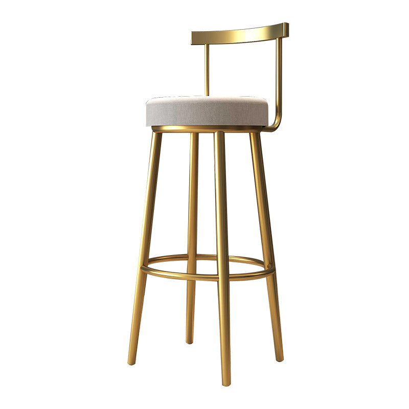 Glam Armless Backrest Counter Stool Iron Kitchen Bar Stool with Cushion and Pedal Light Gray 1 Piece Clearhalo 'Bar Furniture' 'Bar Stools' 'bar_stools' 'furn' 'furn_bar_stools' 'furniture_bar_stools' 'Kitchen & Dining Furniture' 'kitchen&dining_furn' 'kitchen' 'kitchen_furn' Furniture' 4587746