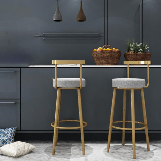 Glam Armless Backrest Counter Stool Iron Kitchen Bar Stool with Cushion and Pedal Clearhalo 'Bar Furniture' 'Bar Stools' 'bar_stools' 'furn' 'furn_bar_stools' 'furniture_bar_stools' 'Kitchen & Dining Furniture' 'kitchen&dining_furn' 'kitchen' 'kitchen_furn' Furniture' 4587748