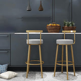 Glam Armless Backrest Counter Stool Iron Kitchen Bar Stool with Cushion and Pedal Clearhalo 'Bar Furniture' 'Bar Stools' 'bar_stools' 'furn' 'furn_bar_stools' 'furniture_bar_stools' 'Kitchen & Dining Furniture' 'kitchen&dining_furn' 'kitchen' 'kitchen_furn' Furniture' 4587748