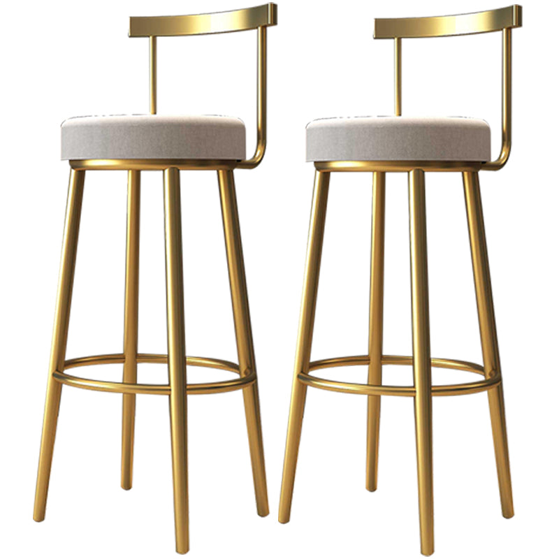 Glam Armless Backrest Counter Stool Iron Kitchen Bar Stool with Cushion and Pedal Light Gray 2 Piece Set Clearhalo 'Bar Furniture' 'Bar Stools' 'bar_stools' 'furn' 'furn_bar_stools' 'furniture_bar_stools' 'Kitchen & Dining Furniture' 'kitchen&dining_furn' 'kitchen' 'kitchen_furn' Furniture' 4587749