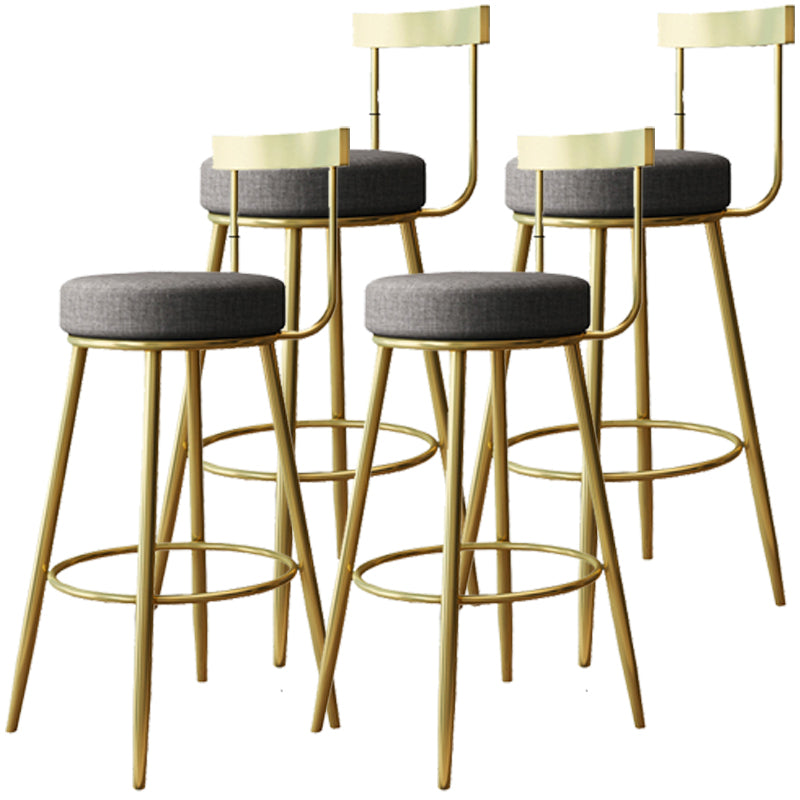 Glam Armless Backrest Counter Stool Iron Kitchen Bar Stool with Cushion and Pedal Dark Gray 4 Piece Set Clearhalo 'Bar Furniture' 'Bar Stools' 'bar_stools' 'furn' 'furn_bar_stools' 'furniture_bar_stools' 'Kitchen & Dining Furniture' 'kitchen&dining_furn' 'kitchen' 'kitchen_furn' Furniture' 4587750