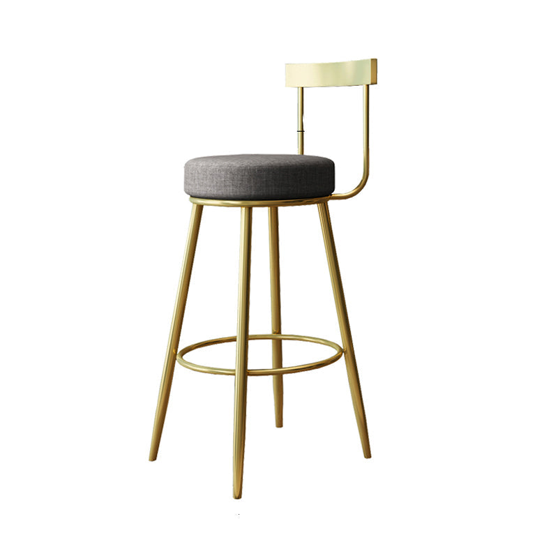 Glam Armless Backrest Counter Stool Iron Kitchen Bar Stool with Cushion and Pedal Dark Gray 1 Piece Clearhalo 'Bar Furniture' 'Bar Stools' 'bar_stools' 'furn' 'furn_bar_stools' 'furniture_bar_stools' 'Kitchen & Dining Furniture' 'kitchen&dining_furn' 'kitchen' 'kitchen_furn' Furniture' 4587752
