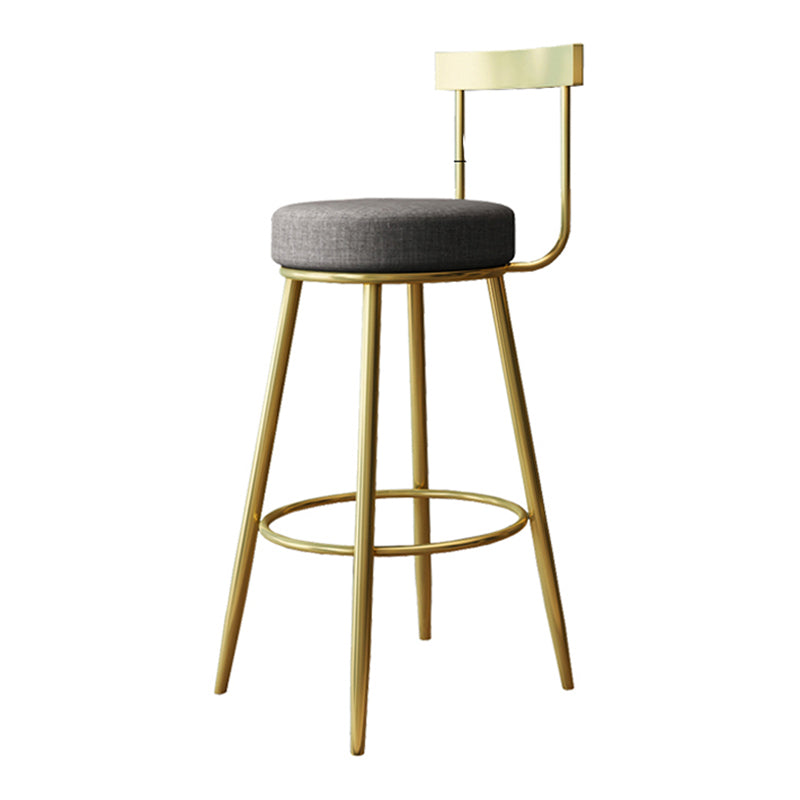 Glam Armless Backrest Counter Stool Iron Kitchen Bar Stool with Cushion and Pedal Clearhalo 'Bar Furniture' 'Bar Stools' 'bar_stools' 'furn' 'furn_bar_stools' 'furniture_bar_stools' 'Kitchen & Dining Furniture' 'kitchen&dining_furn' 'kitchen' 'kitchen_furn' Furniture' 4587753