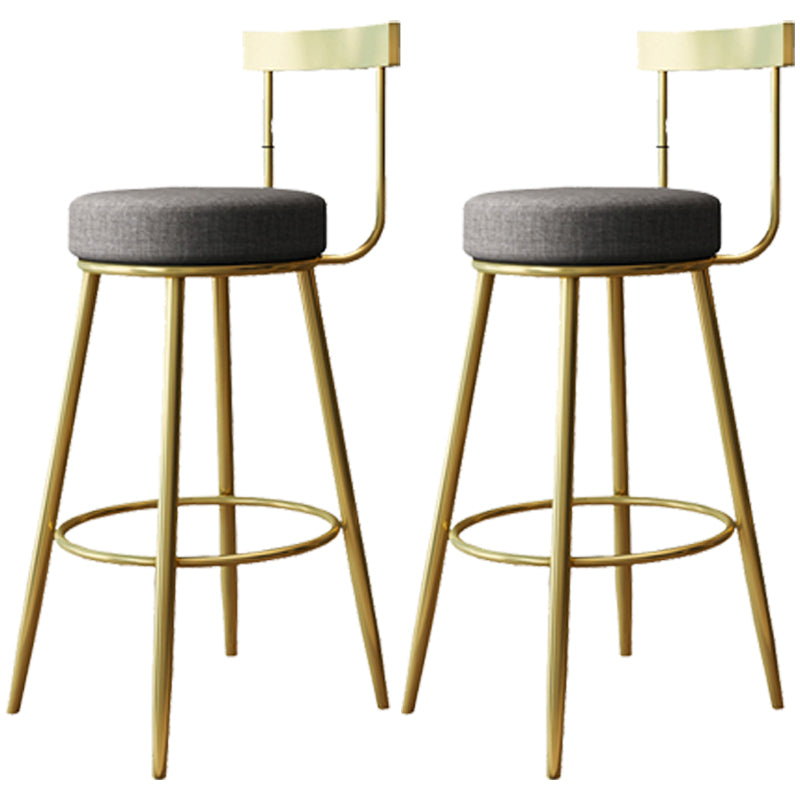 Glam Armless Backrest Counter Stool Iron Kitchen Bar Stool with Cushion and Pedal Dark Gray 2 Piece Set Clearhalo 'Bar Furniture' 'Bar Stools' 'bar_stools' 'furn' 'furn_bar_stools' 'furniture_bar_stools' 'Kitchen & Dining Furniture' 'kitchen&dining_furn' 'kitchen' 'kitchen_furn' Furniture' 4587754