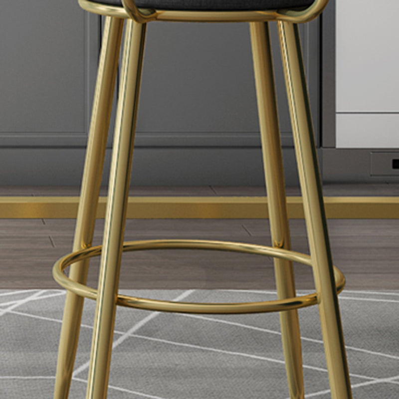 Glam Armless Backrest Counter Stool Iron Kitchen Bar Stool with Cushion and Pedal Clearhalo 'Bar Furniture' 'Bar Stools' 'bar_stools' 'furn' 'furn_bar_stools' 'furniture_bar_stools' 'Kitchen & Dining Furniture' 'kitchen&dining_furn' 'kitchen' 'kitchen_furn' Furniture' 4587755