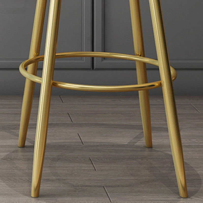 Glam Armless Backrest Counter Stool Iron Kitchen Bar Stool with Cushion and Pedal Clearhalo 'Bar Furniture' 'Bar Stools' 'bar_stools' 'furn' 'furn_bar_stools' 'furniture_bar_stools' 'Kitchen & Dining Furniture' 'kitchen&dining_furn' 'kitchen' 'kitchen_furn' Furniture' 4587756