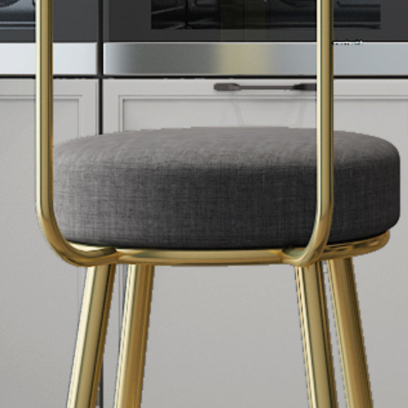 Glam Armless Backrest Counter Stool Iron Kitchen Bar Stool with Cushion and Pedal Clearhalo 'Bar Furniture' 'Bar Stools' 'bar_stools' 'furn' 'furn_bar_stools' 'furniture_bar_stools' 'Kitchen & Dining Furniture' 'kitchen&dining_furn' 'kitchen' 'kitchen_furn' Furniture' 4587757