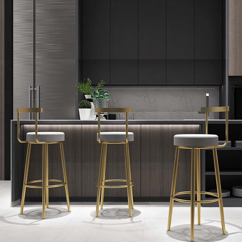 Glam Armless Backrest Counter Stool Iron Kitchen Bar Stool with Cushion and Pedal Clearhalo 'Bar Furniture' 'Bar Stools' 'bar_stools' 'furn' 'furn_bar_stools' 'furniture_bar_stools' 'Kitchen & Dining Furniture' 'kitchen&dining_furn' 'kitchen' 'kitchen_furn' Furniture' 4587758