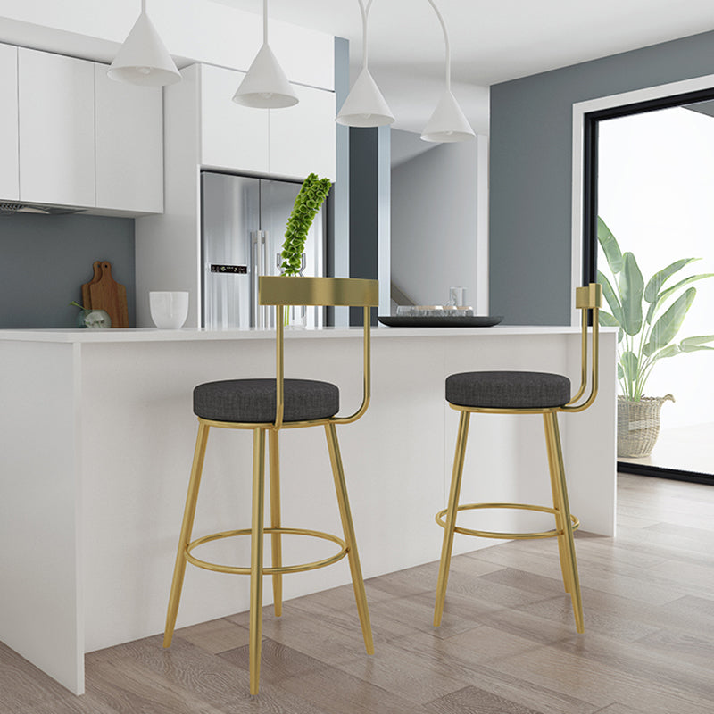 Glam Armless Backrest Counter Stool Iron Kitchen Bar Stool with Cushion and Pedal Clearhalo 'Bar Furniture' 'Bar Stools' 'bar_stools' 'furn' 'furn_bar_stools' 'furniture_bar_stools' 'Kitchen & Dining Furniture' 'kitchen&dining_furn' 'kitchen' 'kitchen_furn' Furniture' 4587760