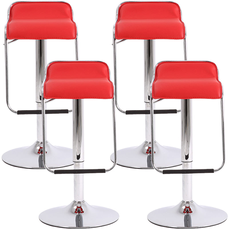 Modern Style Metal Bar Stool with Swivel and Adjustable Height Bar Stool 30-inches Red Chrome 4 Piece Set Clearhalo 'Bar Furniture' 'Bar Stools' 'bar_stools' 'furn' 'furn_bar_stools' 'furniture_bar_stools' 'Kitchen & Dining Furniture' 'kitchen&dining_furn' 'kitchen' 'kitchen_furn' Furniture' 4587780