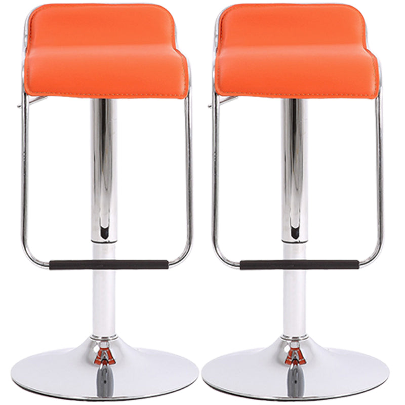 Modern Style Metal Bar Stool with Swivel and Adjustable Height Bar Stool 30-inches Orange Chrome 2 Piece Set Clearhalo 'Bar Furniture' 'Bar Stools' 'bar_stools' 'furn' 'furn_bar_stools' 'furniture_bar_stools' 'Kitchen & Dining Furniture' 'kitchen&dining_furn' 'kitchen' 'kitchen_furn' Furniture' 4587788
