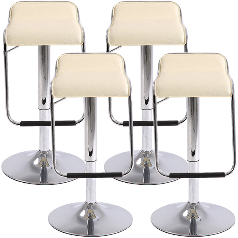 Modern Style Metal Bar Stool with Swivel and Adjustable Height Bar Stool 30-inches Off-White Chrome 4 Piece Set Clearhalo 'Bar Furniture' 'Bar Stools' 'bar_stools' 'furn' 'furn_bar_stools' 'furniture_bar_stools' 'Kitchen & Dining Furniture' 'kitchen&dining_furn' 'kitchen' 'kitchen_furn' Furniture' 4587789