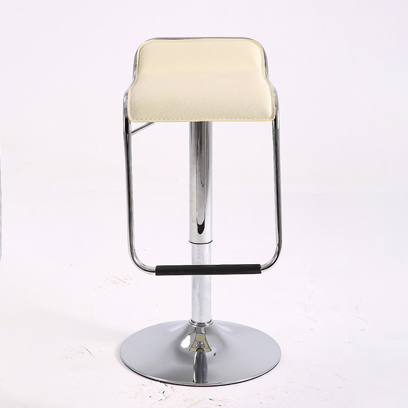 Modern Style Metal Bar Stool with Swivel and Adjustable Height Bar Stool 30-inches Off-White Chrome 1 Piece Clearhalo 'Bar Furniture' 'Bar Stools' 'bar_stools' 'furn' 'furn_bar_stools' 'furniture_bar_stools' 'Kitchen & Dining Furniture' 'kitchen&dining_furn' 'kitchen' 'kitchen_furn' Furniture' 4587790