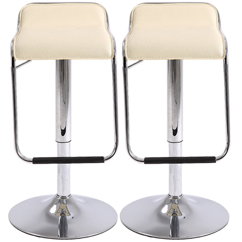 Modern Style Metal Bar Stool with Swivel and Adjustable Height Bar Stool 30-inches Off-White Chrome 2 Piece Set Clearhalo 'Bar Furniture' 'Bar Stools' 'bar_stools' 'furn' 'furn_bar_stools' 'furniture_bar_stools' 'Kitchen & Dining Furniture' 'kitchen&dining_furn' 'kitchen' 'kitchen_furn' Furniture' 4587791