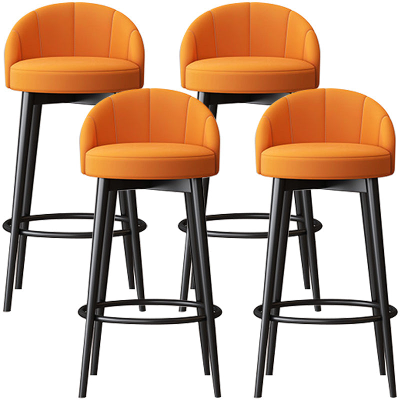 Glam Metal Upholstered Barstool Indoor Bar Stool with Cushion and Low Back Orange 4 Piece Set Clearhalo 'Bar Furniture' 'Bar Stools' 'bar_stools' 'furn' 'furn_bar_stools' 'furniture_bar_stools' 'Kitchen & Dining Furniture' 'kitchen&dining_furn' 'kitchen' 'kitchen_furn' Furniture' 4587866