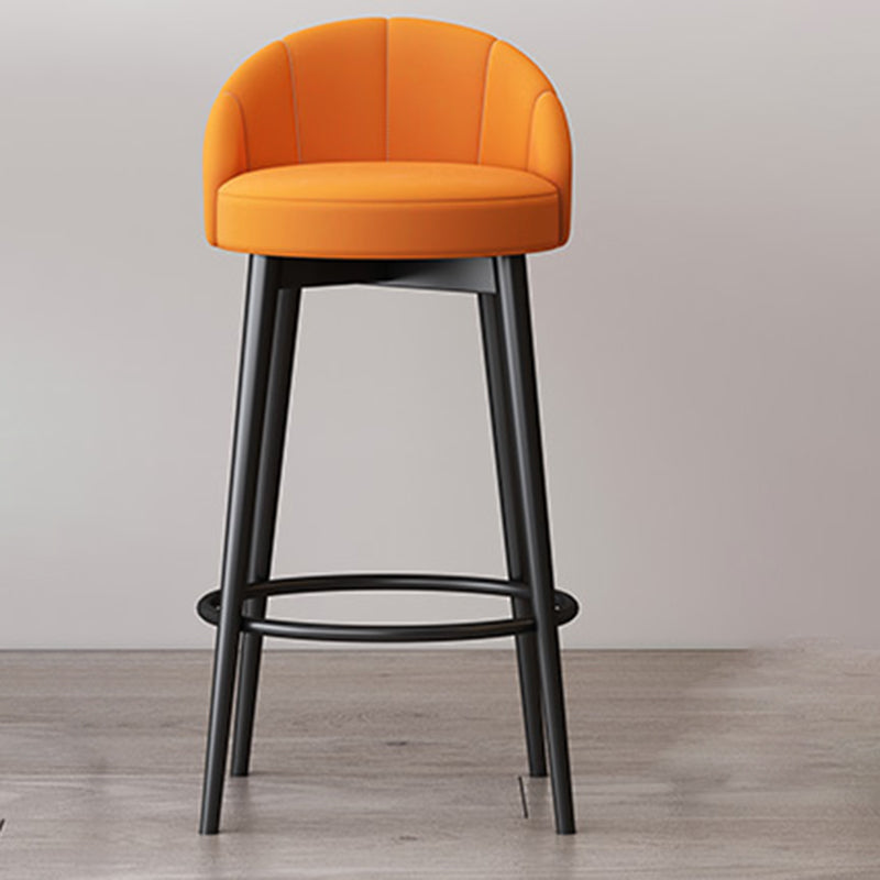 Glam Metal Upholstered Barstool Indoor Bar Stool with Cushion and Low Back Orange 1 Piece Clearhalo 'Bar Furniture' 'Bar Stools' 'bar_stools' 'furn' 'furn_bar_stools' 'furniture_bar_stools' 'Kitchen & Dining Furniture' 'kitchen&dining_furn' 'kitchen' 'kitchen_furn' Furniture' 4587867