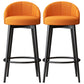 Glam Metal Upholstered Barstool Indoor Bar Stool with Cushion and Low Back Orange 2 Piece Set Clearhalo 'Bar Furniture' 'Bar Stools' 'bar_stools' 'furn' 'furn_bar_stools' 'furniture_bar_stools' 'Kitchen & Dining Furniture' 'kitchen&dining_furn' 'kitchen' 'kitchen_furn' Furniture' 4587869