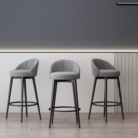 Glam Metal Upholstered Barstool Indoor Bar Stool with Cushion and Low Back Clearhalo 'Bar Furniture' 'Bar Stools' 'bar_stools' 'furn' 'furn_bar_stools' 'furniture_bar_stools' 'Kitchen & Dining Furniture' 'kitchen&dining_furn' 'kitchen' 'kitchen_furn' Furniture' 4587870