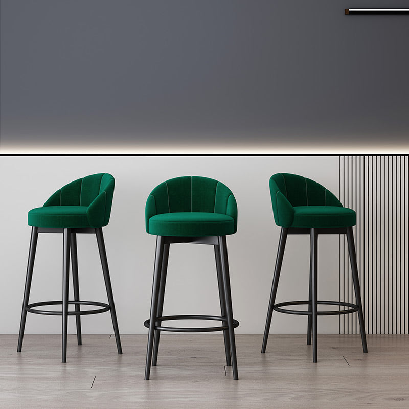 Glam Metal Upholstered Barstool Indoor Bar Stool with Cushion and Low Back Clearhalo 'Bar Furniture' 'Bar Stools' 'bar_stools' 'furn' 'furn_bar_stools' 'furniture_bar_stools' 'Kitchen & Dining Furniture' 'kitchen&dining_furn' 'kitchen' 'kitchen_furn' Furniture' 4587871