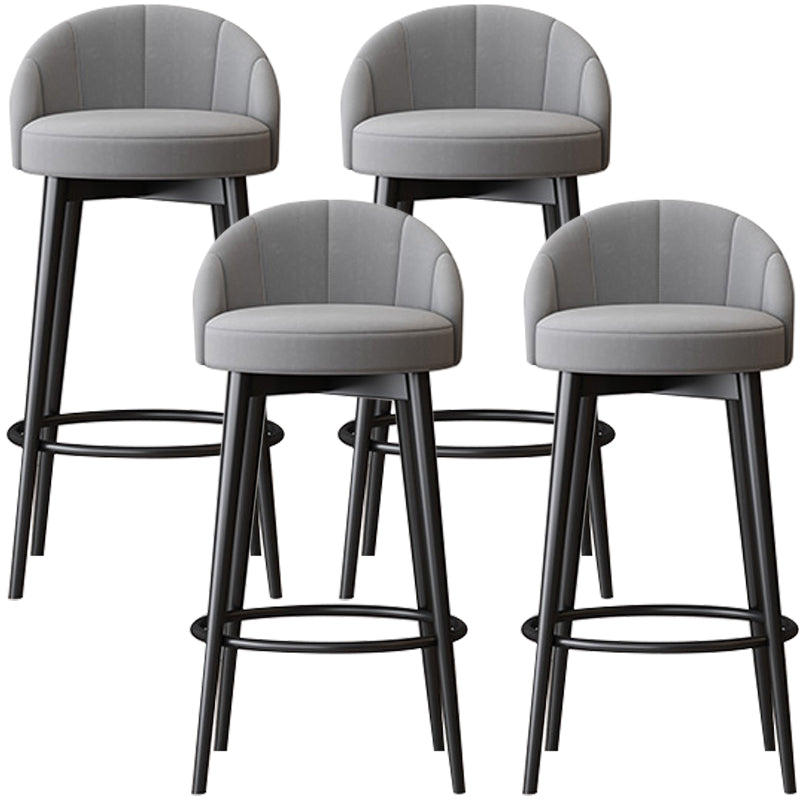 Glam Metal Upholstered Barstool Indoor Bar Stool with Cushion and Low Back Grey 4 Piece Set Clearhalo 'Bar Furniture' 'Bar Stools' 'bar_stools' 'furn' 'furn_bar_stools' 'furniture_bar_stools' 'Kitchen & Dining Furniture' 'kitchen&dining_furn' 'kitchen' 'kitchen_furn' Furniture' 4587872