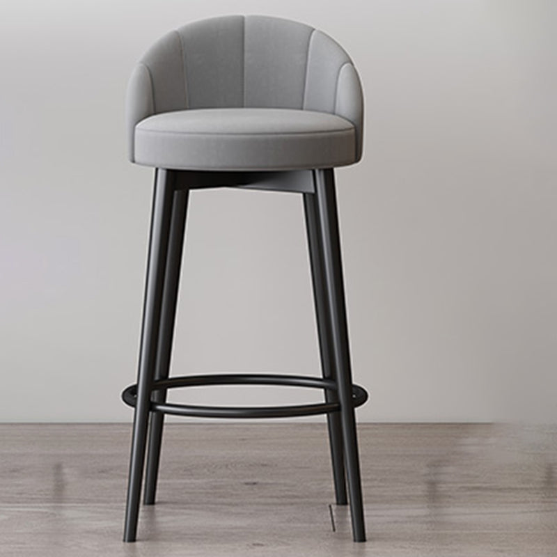 Glam Metal Upholstered Barstool Indoor Bar Stool with Cushion and Low Back Grey 1 Piece Clearhalo 'Bar Furniture' 'Bar Stools' 'bar_stools' 'furn' 'furn_bar_stools' 'furniture_bar_stools' 'Kitchen & Dining Furniture' 'kitchen&dining_furn' 'kitchen' 'kitchen_furn' Furniture' 4587873
