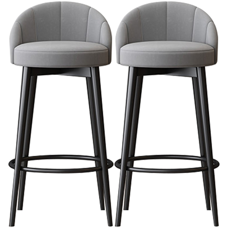 Glam Metal Upholstered Barstool Indoor Bar Stool with Cushion and Low Back Grey 2 Piece Set Clearhalo 'Bar Furniture' 'Bar Stools' 'bar_stools' 'furn' 'furn_bar_stools' 'furniture_bar_stools' 'Kitchen & Dining Furniture' 'kitchen&dining_furn' 'kitchen' 'kitchen_furn' Furniture' 4587876