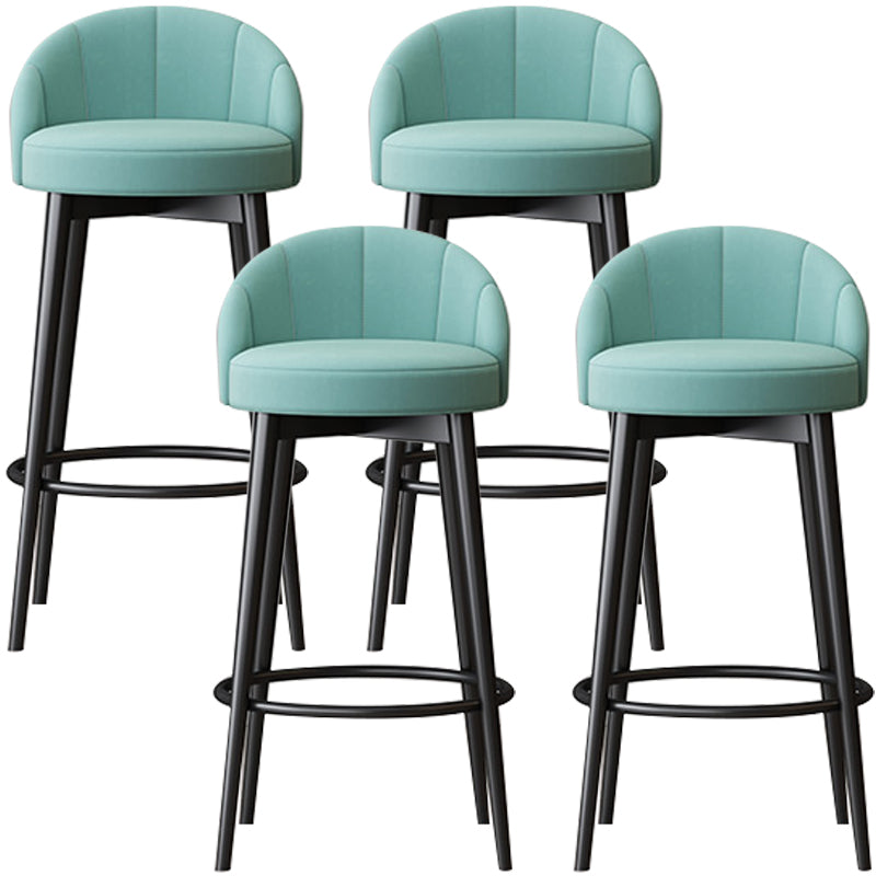 Glam Metal Upholstered Barstool Indoor Bar Stool with Cushion and Low Back Lake Green 4 Piece Set Clearhalo 'Bar Furniture' 'Bar Stools' 'bar_stools' 'furn' 'furn_bar_stools' 'furniture_bar_stools' 'Kitchen & Dining Furniture' 'kitchen&dining_furn' 'kitchen' 'kitchen_furn' Furniture' 4587878