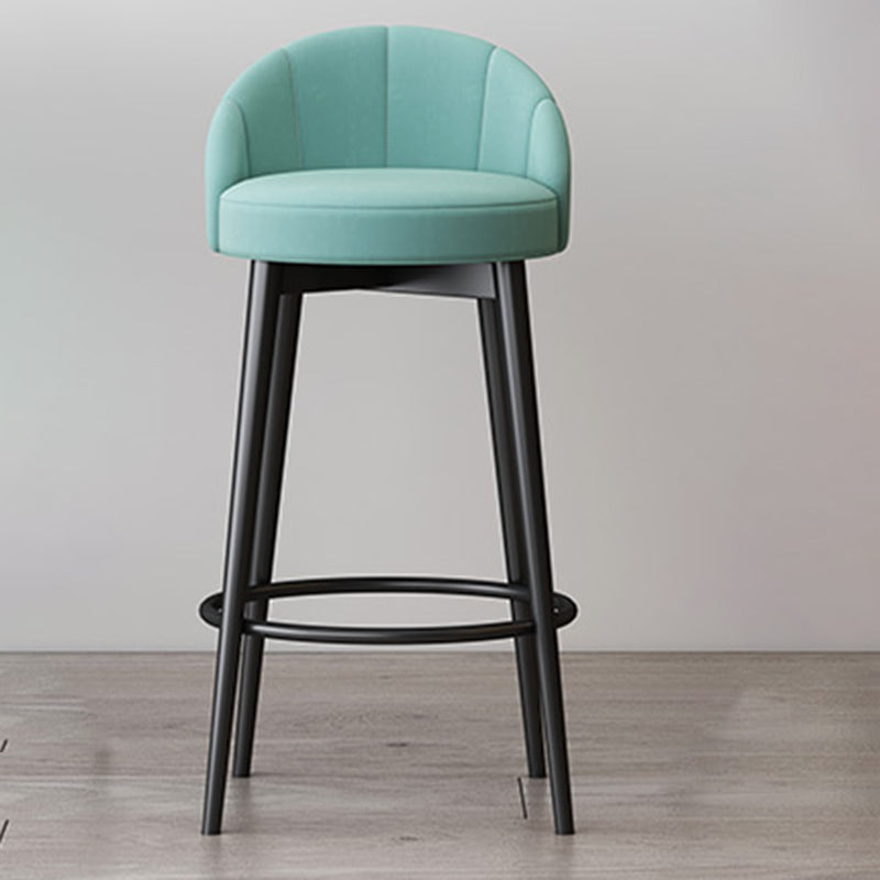 Glam Metal Upholstered Barstool Indoor Bar Stool with Cushion and Low Back Lake Green 1 Piece Clearhalo 'Bar Furniture' 'Bar Stools' 'bar_stools' 'furn' 'furn_bar_stools' 'furniture_bar_stools' 'Kitchen & Dining Furniture' 'kitchen&dining_furn' 'kitchen' 'kitchen_furn' Furniture' 4587880