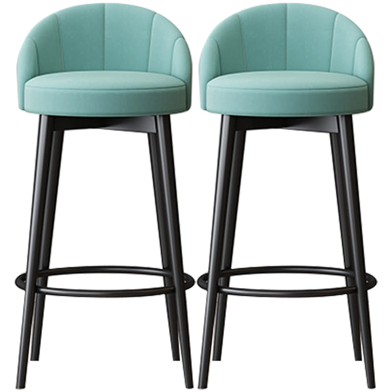 Glam Metal Upholstered Barstool Indoor Bar Stool with Cushion and Low Back Lake Green 2 Piece Set Clearhalo 'Bar Furniture' 'Bar Stools' 'bar_stools' 'furn' 'furn_bar_stools' 'furniture_bar_stools' 'Kitchen & Dining Furniture' 'kitchen&dining_furn' 'kitchen' 'kitchen_furn' Furniture' 4587881