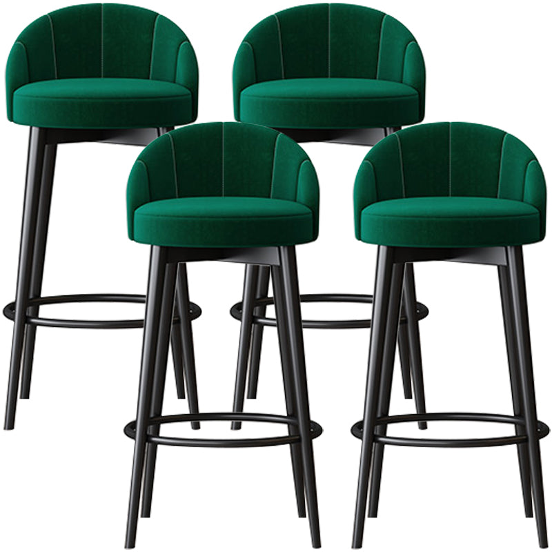 Glam Metal Upholstered Barstool Indoor Bar Stool with Cushion and Low Back Green 4 Piece Set Clearhalo 'Bar Furniture' 'Bar Stools' 'bar_stools' 'furn' 'furn_bar_stools' 'furniture_bar_stools' 'Kitchen & Dining Furniture' 'kitchen&dining_furn' 'kitchen' 'kitchen_furn' Furniture' 4587883